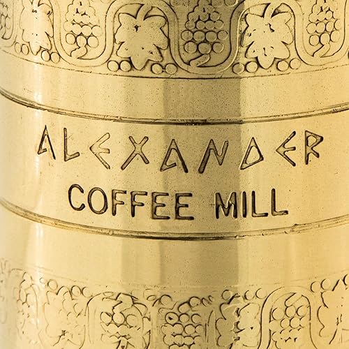 Miniatura 4 de El molinillo griego original de café, 10.5 pulgadas de alto, molinillo europeo de latón con manivela, molinillo manual y recargable para granos de