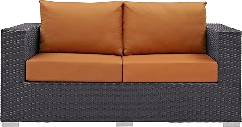 Vista 208 de Modway EEI-1911-EXP-ORA Convene - Muebles otomanos cuadrados de tela para patio, muebles de exterior, color naranja espresso Espresso Naranja