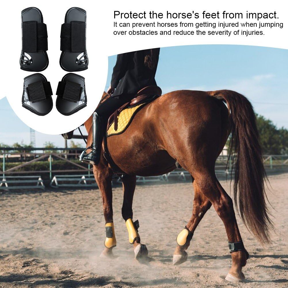 Botas De Tendón De Caballo, Protector De Pierna De Caballo Protector De Pierna De Caballo Que Absorbe Los Golpes Botas De Menudillo De Tendón De Carcasa De PU para Montar a Caballo