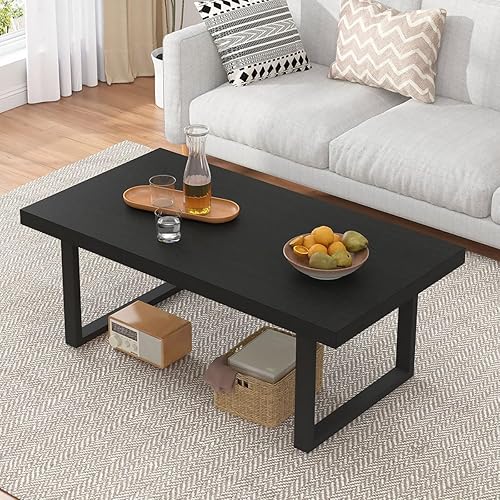 IBF Mesa auxiliar negra, mesa central de madera industrial minimalista, mesa rectangular moderna y sencilla para sala de estar, mesa de café de disponible en Yaxa Mexico