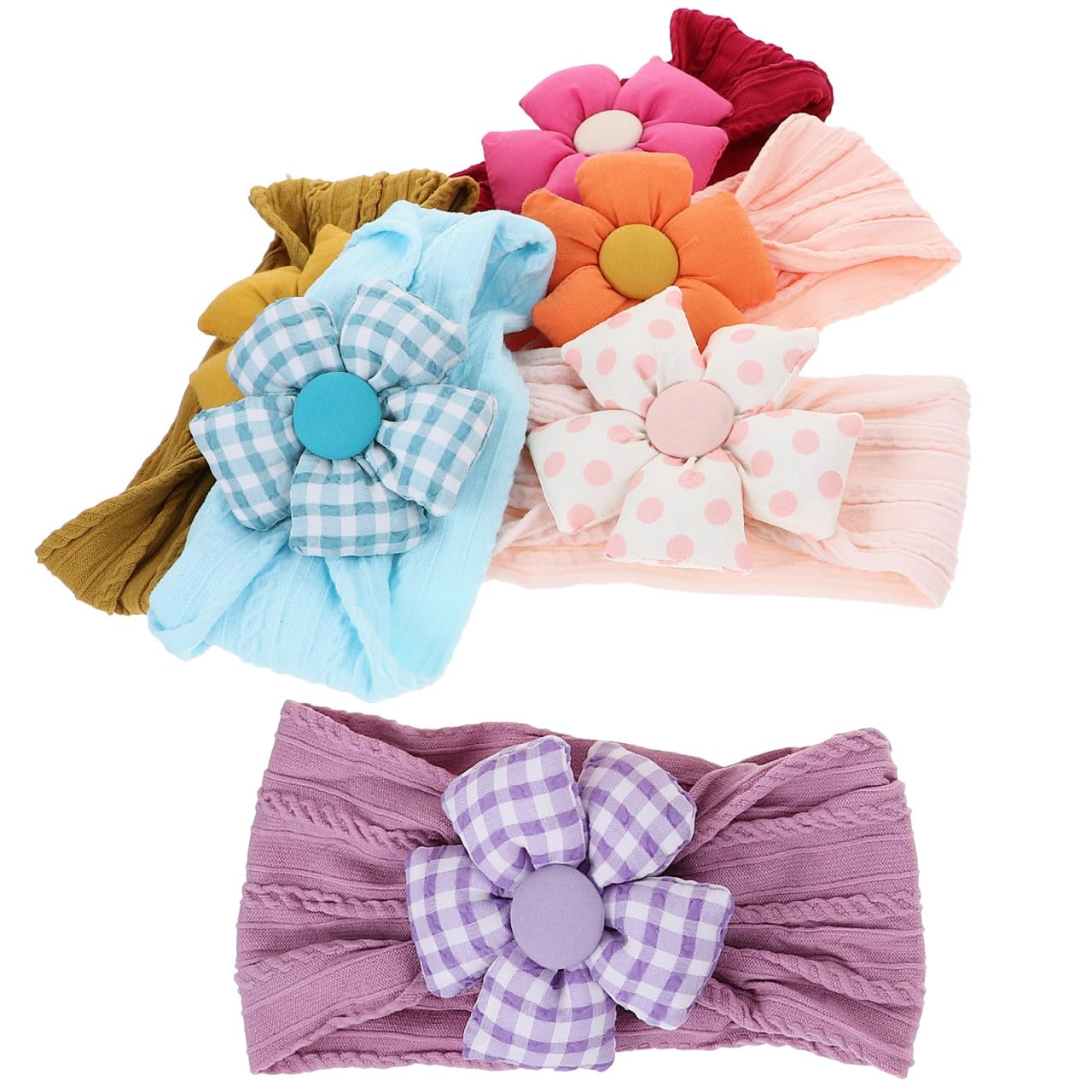 KOMBIUDA 6pcs Flower Headbands for Newborns and Toddlers Headbands for Girls Photos and Everyday Wear Includes and Floral Designs