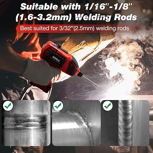 Miniatura 3 de SHALL Soldadora eléctrica portátil, soldador de arco de mano de 110 V con inversor IGBT, corriente de ajuste de 0-120 amperios para varillas de