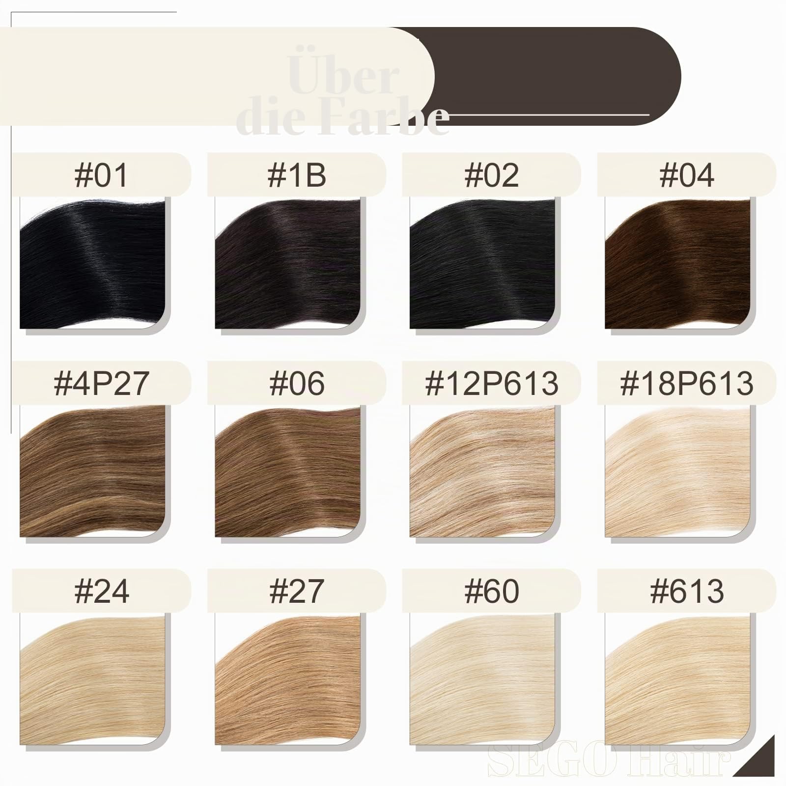 SEGO Extensions Echthaar Bondings Haarverlängerung Keratin U-Tip Human Hair 100 Strähnen Dunkelbraun#2 24"(61cm)-50g