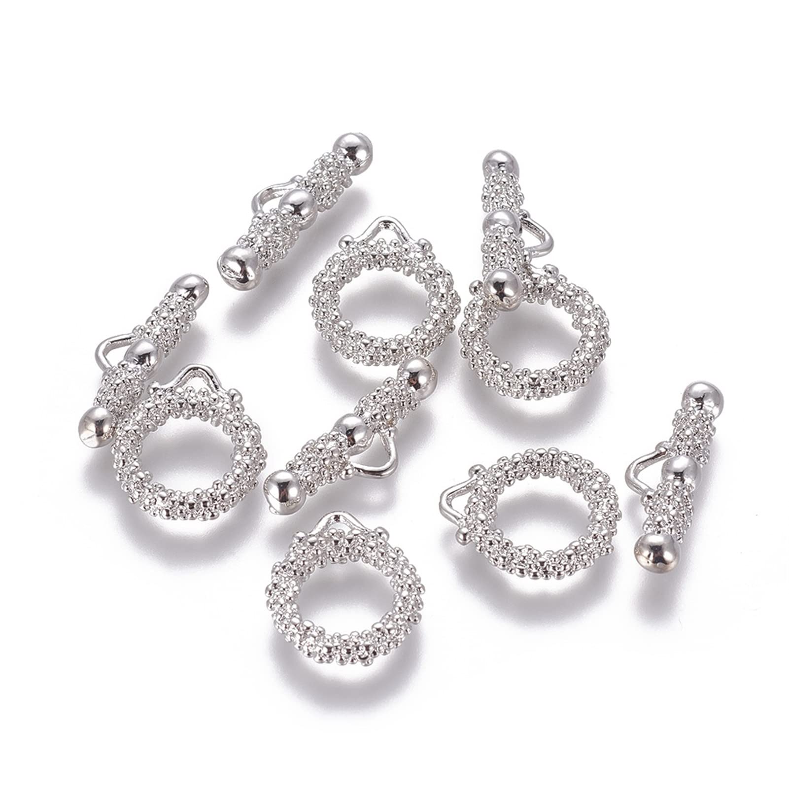 Boutigem 5 Sets Toggle Jewelry Clasps Brass Round T-Bar Closures OT End Clasps Connectors for DIY Bracelets Necklaces Making Repairing