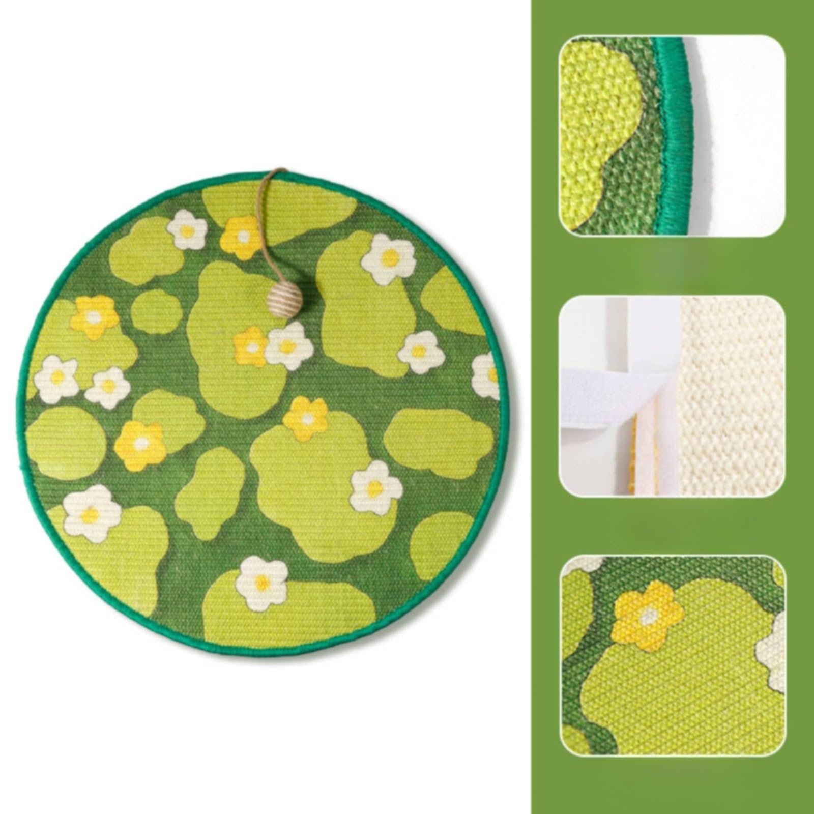 Alfombra Rascadora Redonda Sisal Inractivo Alfombra Rascadora con Colgan Fácil Limpiar Tape Rascador Sisal para, Verde