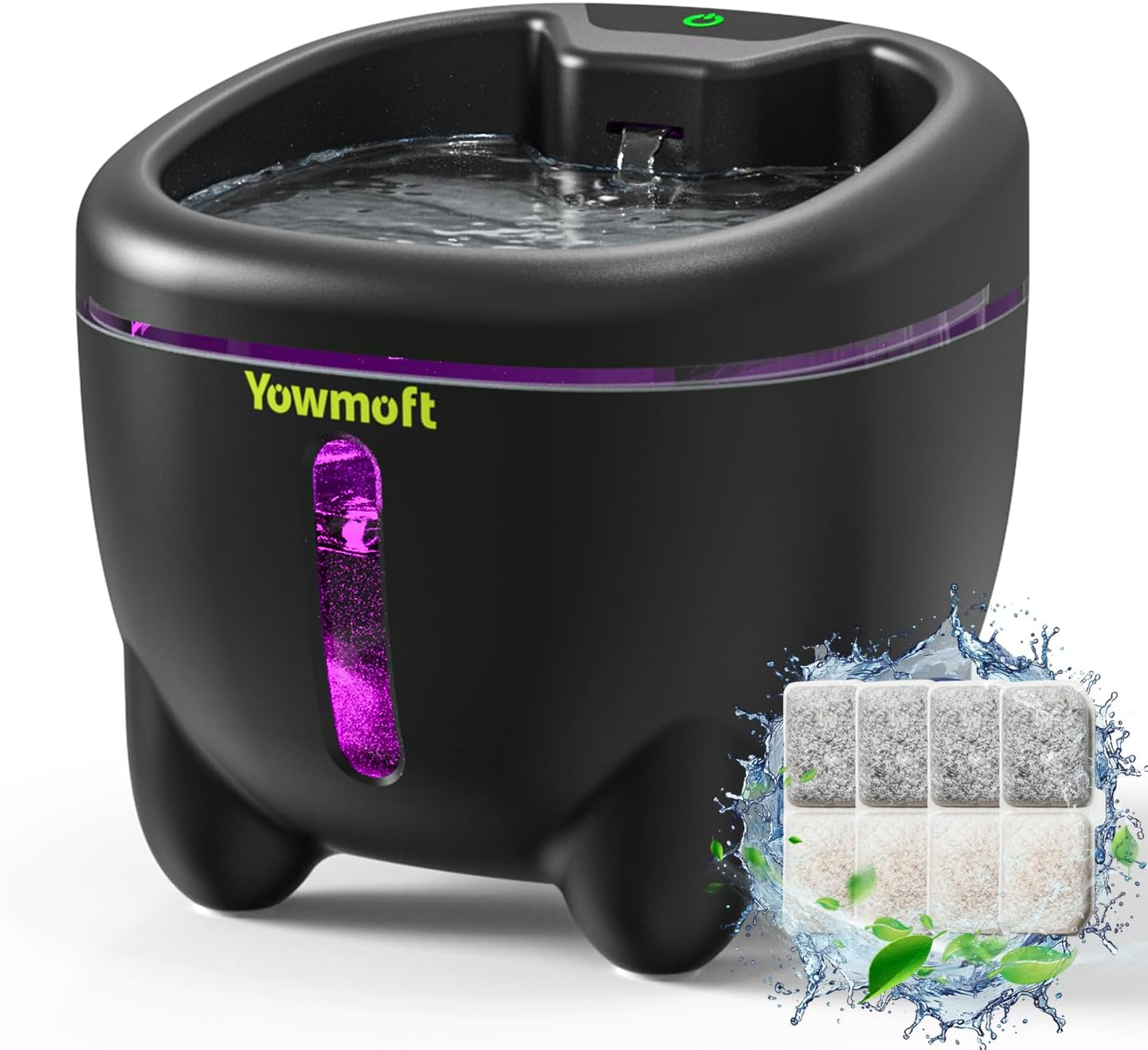 Wireless Cat Water Fountain with UV Light, 3L/101oz Cat Fountain with Double Wall Inner, Cat Water Dispenser with Quiet Pump & 4 Filters, Pet Water Fountain with Double Power Source & Motion Sensor