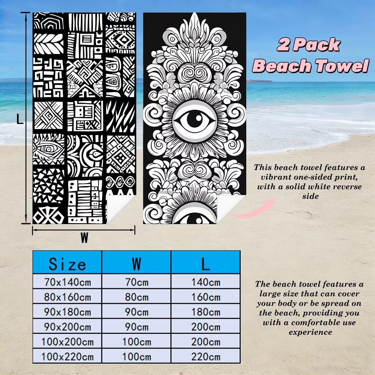 Toalla Playa 80x160 cm, Toalla Gimnasio Microfibra Secado Rapido, Juego de 2 Antiarena Toallas de Playa, Ligera Compacta Toallas Microfibra Grande para Viaje, Regalo Hombre Mujer (Marruecos) -4895