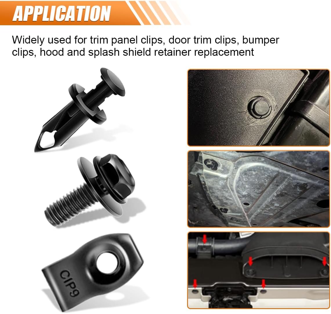 35PCS Engine Under Cover Splash Shield Guard Body Bolts, Body Panel Body Screws, Bumper Fenders Liner Push Retainer Fastener Rivet Clips, U-Nuts Kit