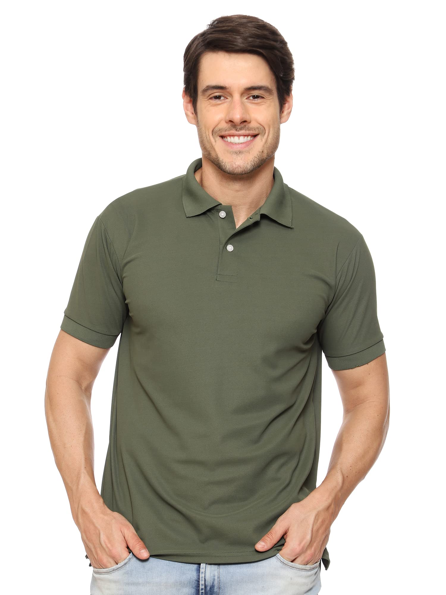 tqh Men Solid Polo Neck Black T-Shirt-picture-14