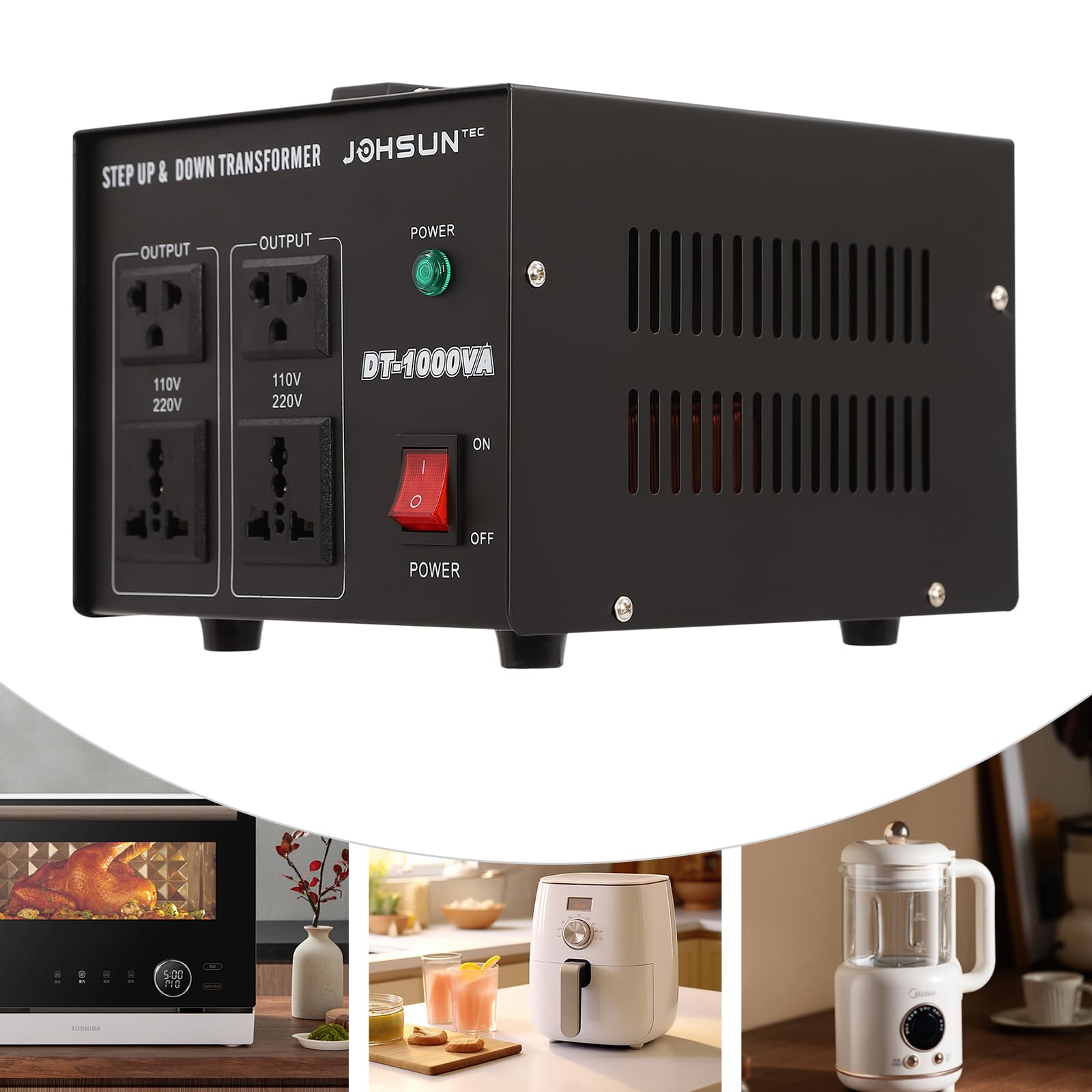 Trasformatore di tensione da 1000 W, 220 V a 110 V, 110 V su 220 V, con spina di tensione e verso il basso, per uso domestico e commerciale