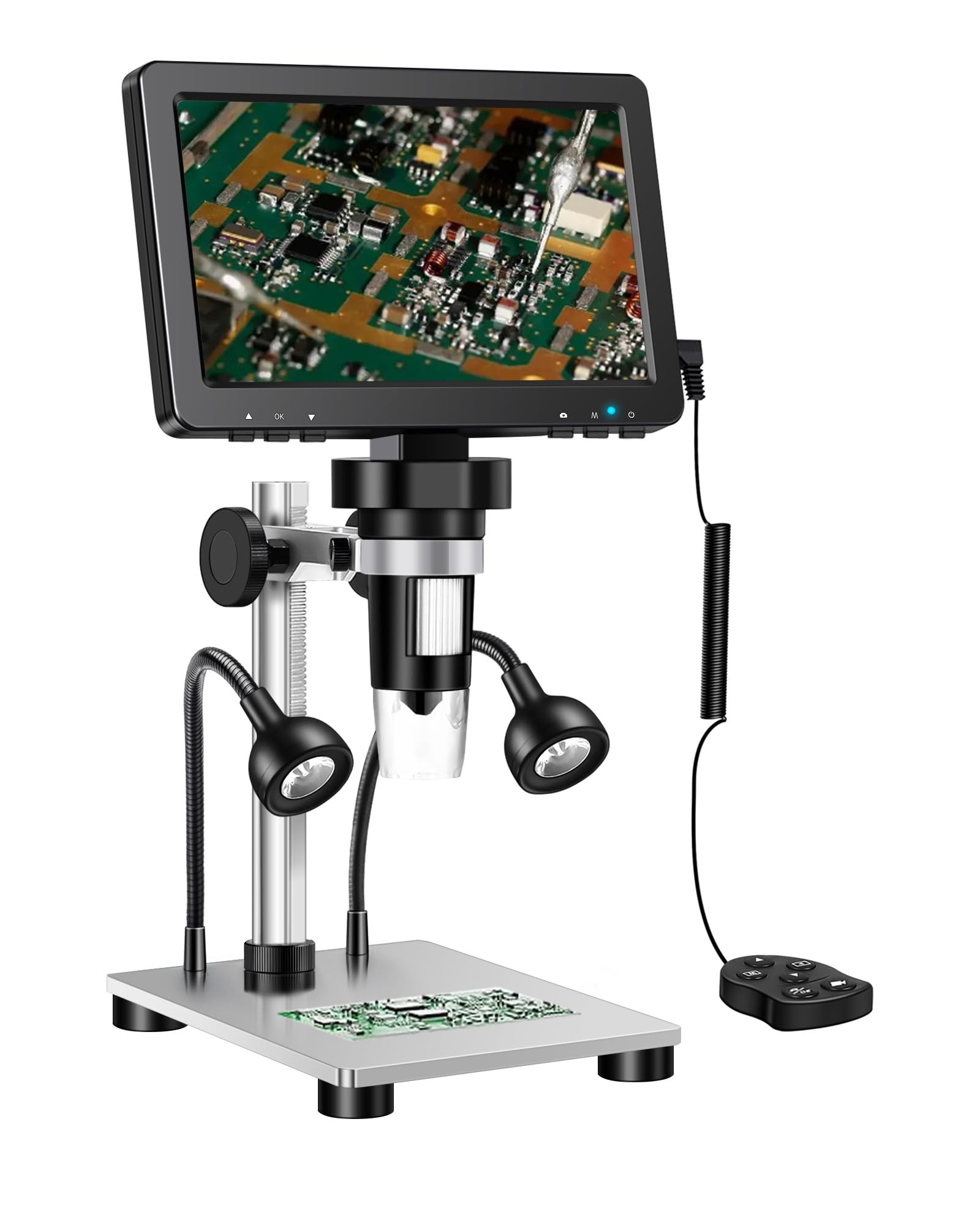DM9 7'' LCD Digital Microscope 1200X, 1080P Coin Microscope Magnifier, 1080P Coin Microscope with 12MP Sensor, Wired Remote, 8 LED Lights, Soldering Electronic Microscope, PC View.(DM9-A/7 iNCH)-image-8