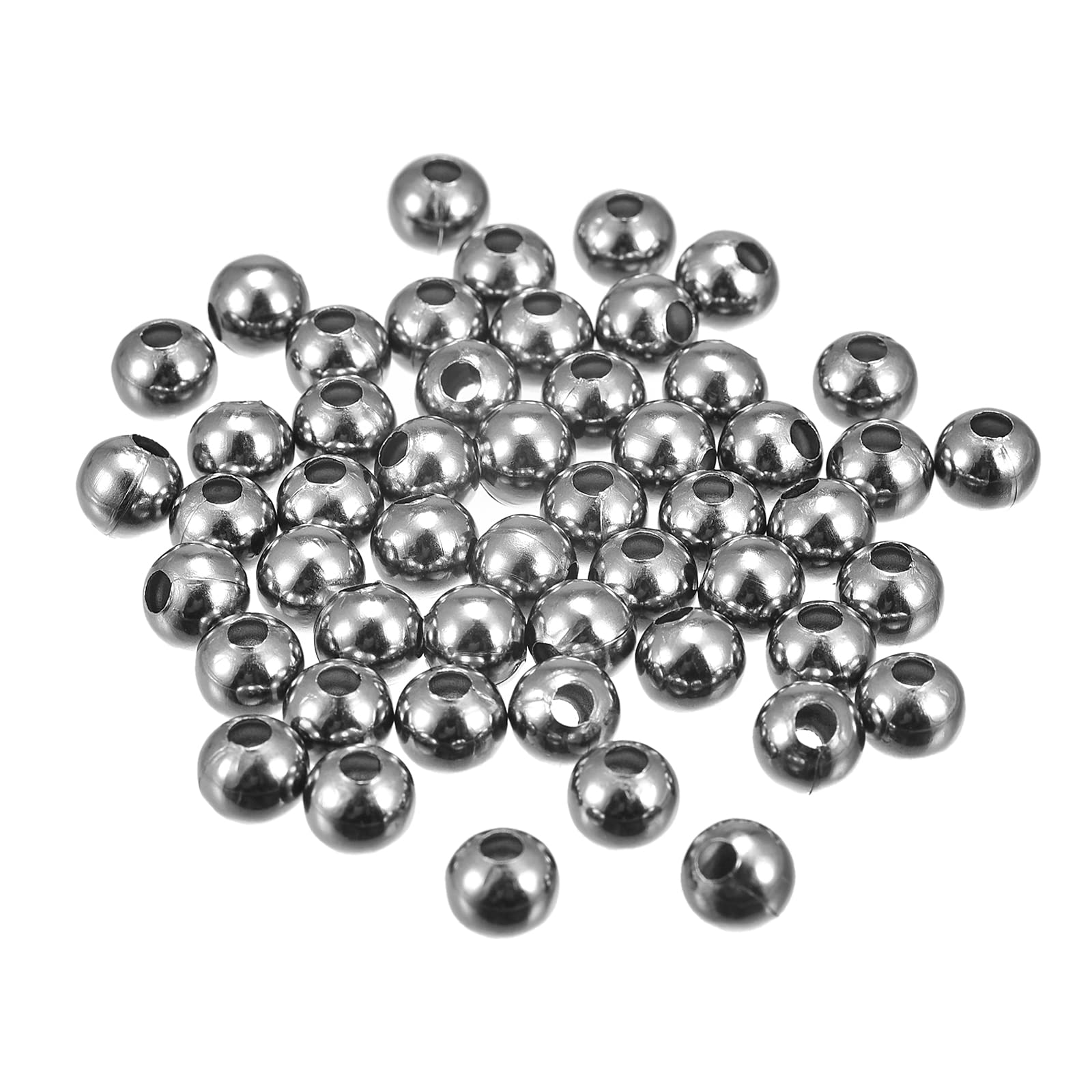 sourcing map 200Pcs Smooth Round Spacer Beads, 8mm Spacer Loose Ball Beads Tiny Spacers for Jewelry Making Bracelet DIY, Dark Grey