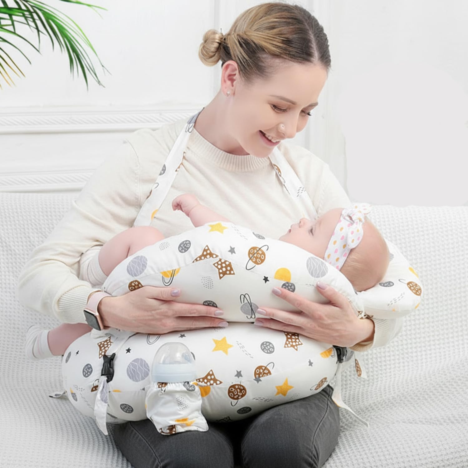 Coussin Allaitement,Grande Taille Coussins d'allaitement,Coussin d'allaitement en Mousse à mémoire de Forme avec Housse Amovible. Conception Ergonomique adaptée à TOU (3 pièces)