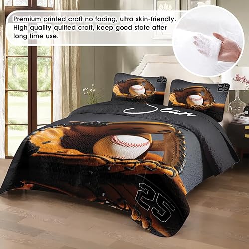 Miniatura 2 de Edredón de béisbol con número de nombre, edredones de cama de béisbol de reina a hija, el mejor juego de edredón decorativo para niños, juego de