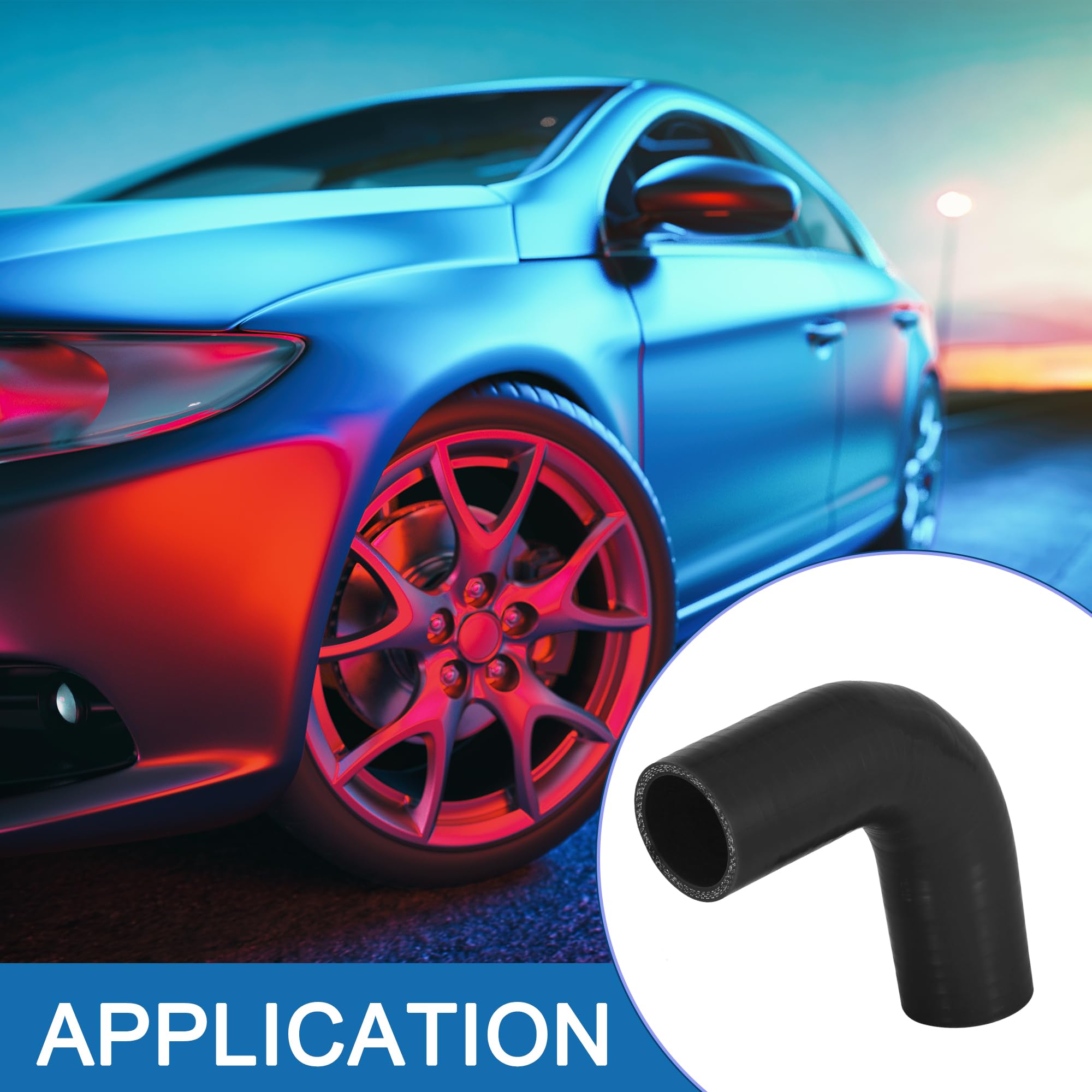 A ABSOPRO Tubo riduttore in silicone a gomito a 90 gradi, diametro interno 38mm (1.5"), raccordo in silicone per tubo intercooler nero per auto, tubo di aspirazione intercooler nero