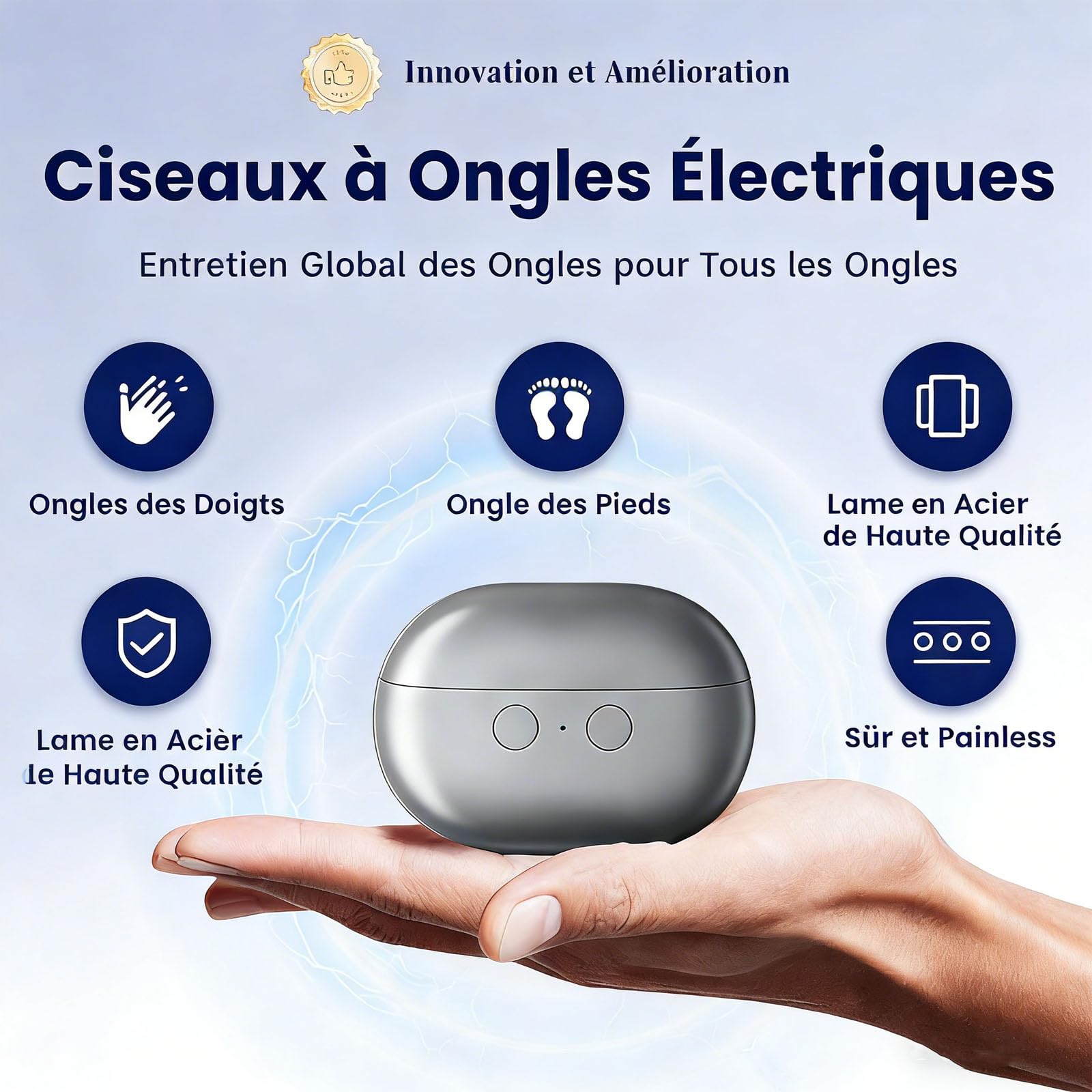 Coupe Ongles Électrique Pied et Main, Pour Ongle Durs et Épais，Rose