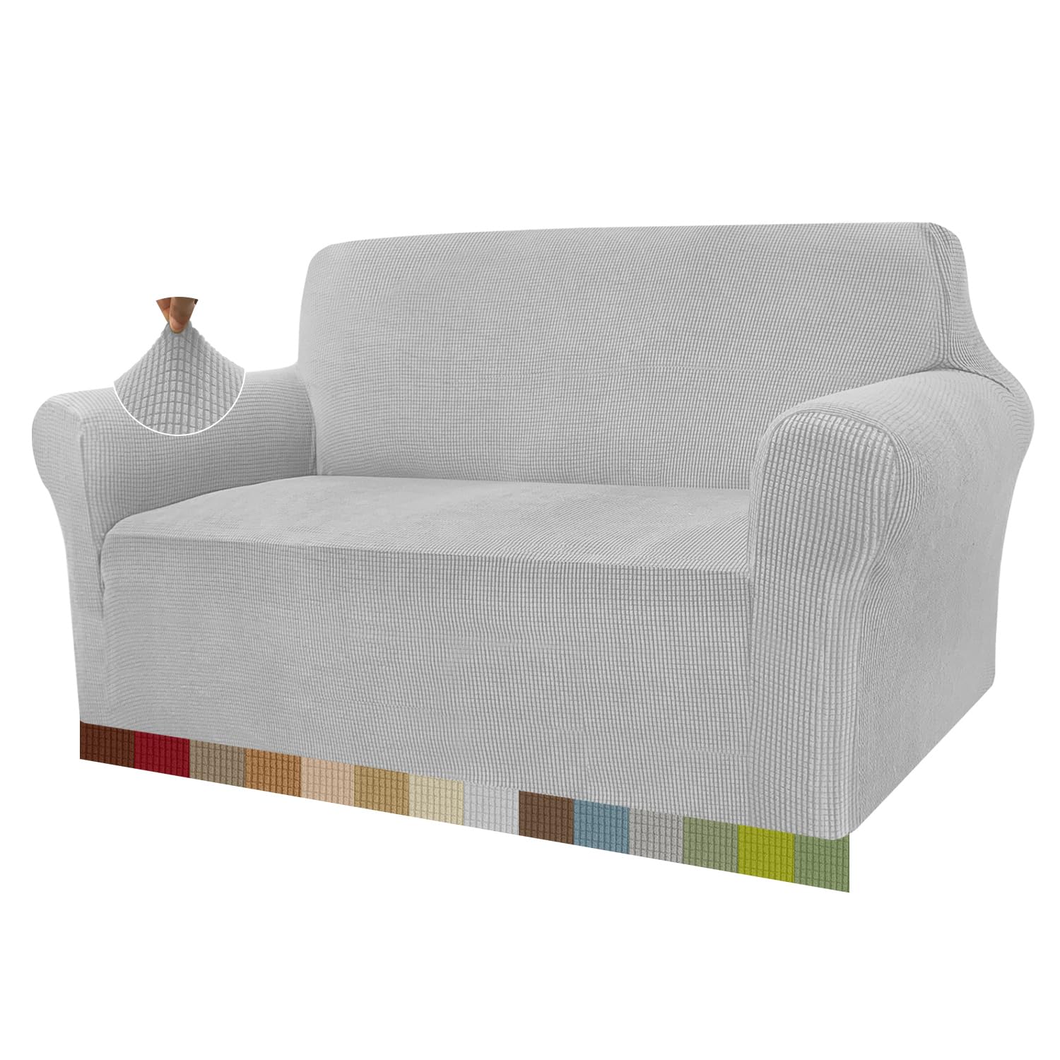 Granbest Copridivano ad alta elasticità, moderno copridivano jacquard, elasticizzato, per soggiorno, protezione per cani, animali domestici (2 posti, grigio argento)