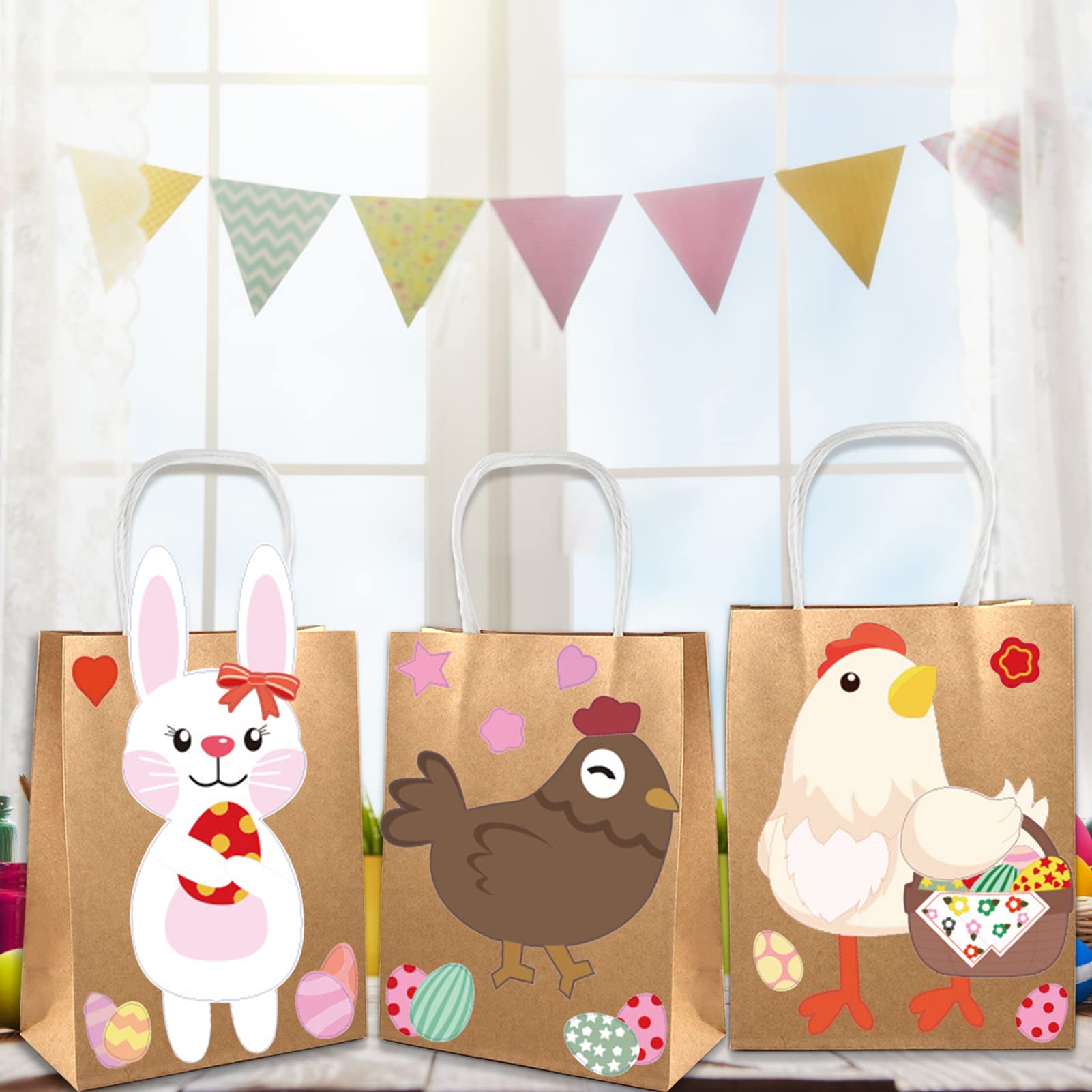 Sacs Cadeaux De Pâques, 12 Papier Kraft À Remplir + 12