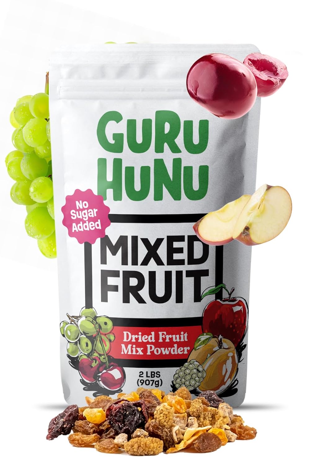 GURU HUNU Dried Fruit Mix, From Mediterranean, Healthy Snacks, No Sugar Added, Chemical Free, Diced and Dehydrated Fruit Medley For Cake, Snacks For Trail or Oatmeal, Ever day Use, Trail Mix (2lb)
