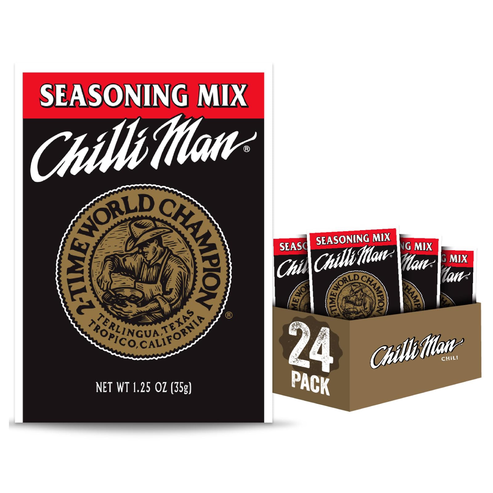 CHILLI MAN Chili Seasoning Mix (Pack of 24), 1.25 Ounce Packets