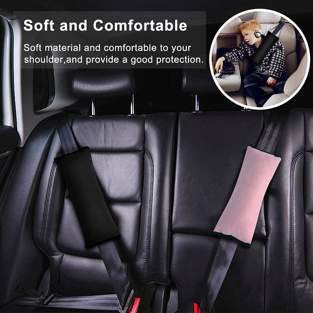 Pack De 2 Almohadillas Para Cinturón De Seguridad De Coche – Cuero PU Suave Con Relleno De Espuma, Antideslizante Y Fácil De Colocar Por Velcro