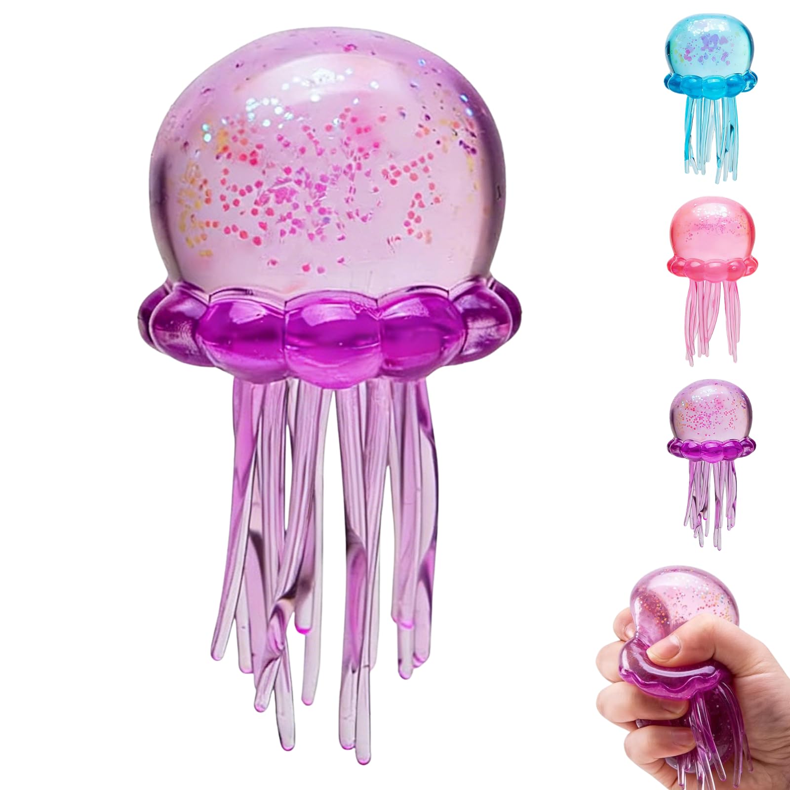 Jellyfish Squishy, Jellyfish Squeeze Stress Ball, Ice Squeeze Cube-Drop Malt Sugar Balls Sensory for Anxiety Stress Party Favors (3PCS) — view 9