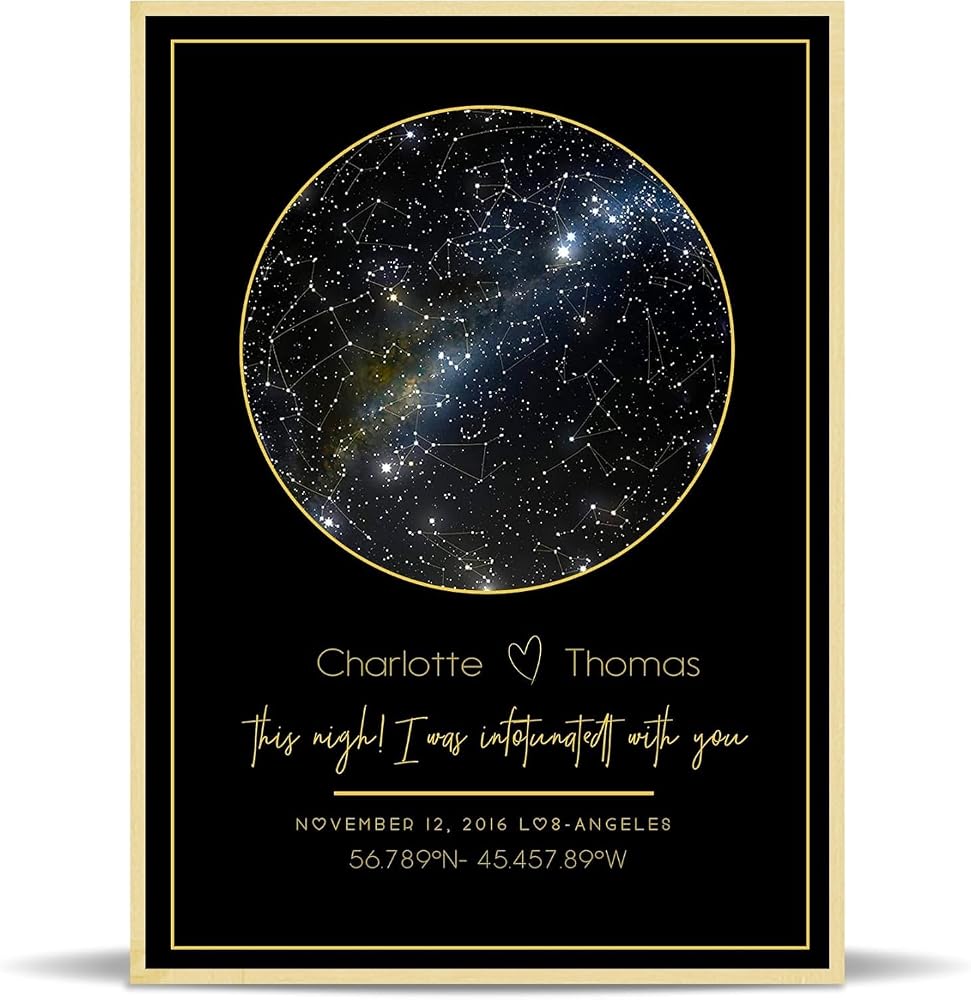 toyofmine — Stampa personalizzata mappa stellare, formato A4/A3, per data specifica