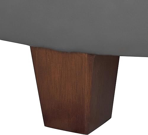 Miniatura 12 de HomePop Otomana de almacenamiento redonda de cuero sintético con tapa, color gris carbón, grande