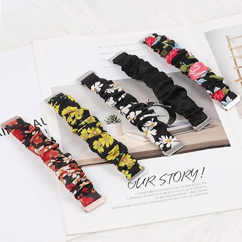 Miniatura 4 de TOYOUTHS - Bandas elásticas para Fitbit VersaVersa 2Versa Lite, edición especial para mujeres, niñas, elásticas, de tela, estampadas, de repuesto,