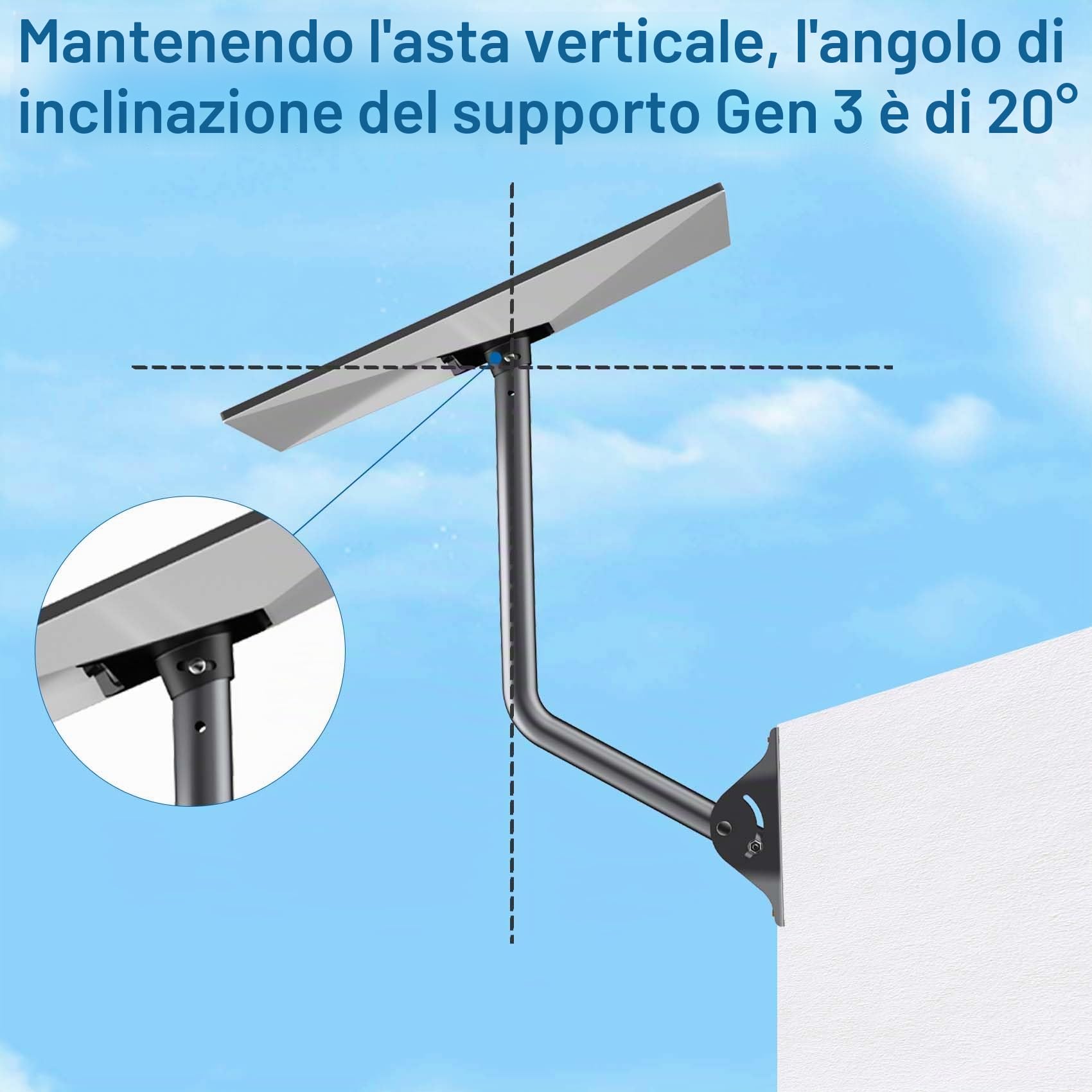 Supporto Gen 3 per Starlink, kit di montaggio regolabile compatibile con parabola standard V3 Starlink, supporto a parete/tetto per kit Internet Starlink Satellite