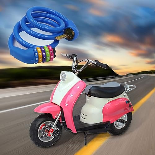 Miniatura 6 de Candados de bicicleta - Candado de cable reiniciable de 4 pies - Candado de bicicleta con combinación de 5 dígitos autoenrollable (azul)