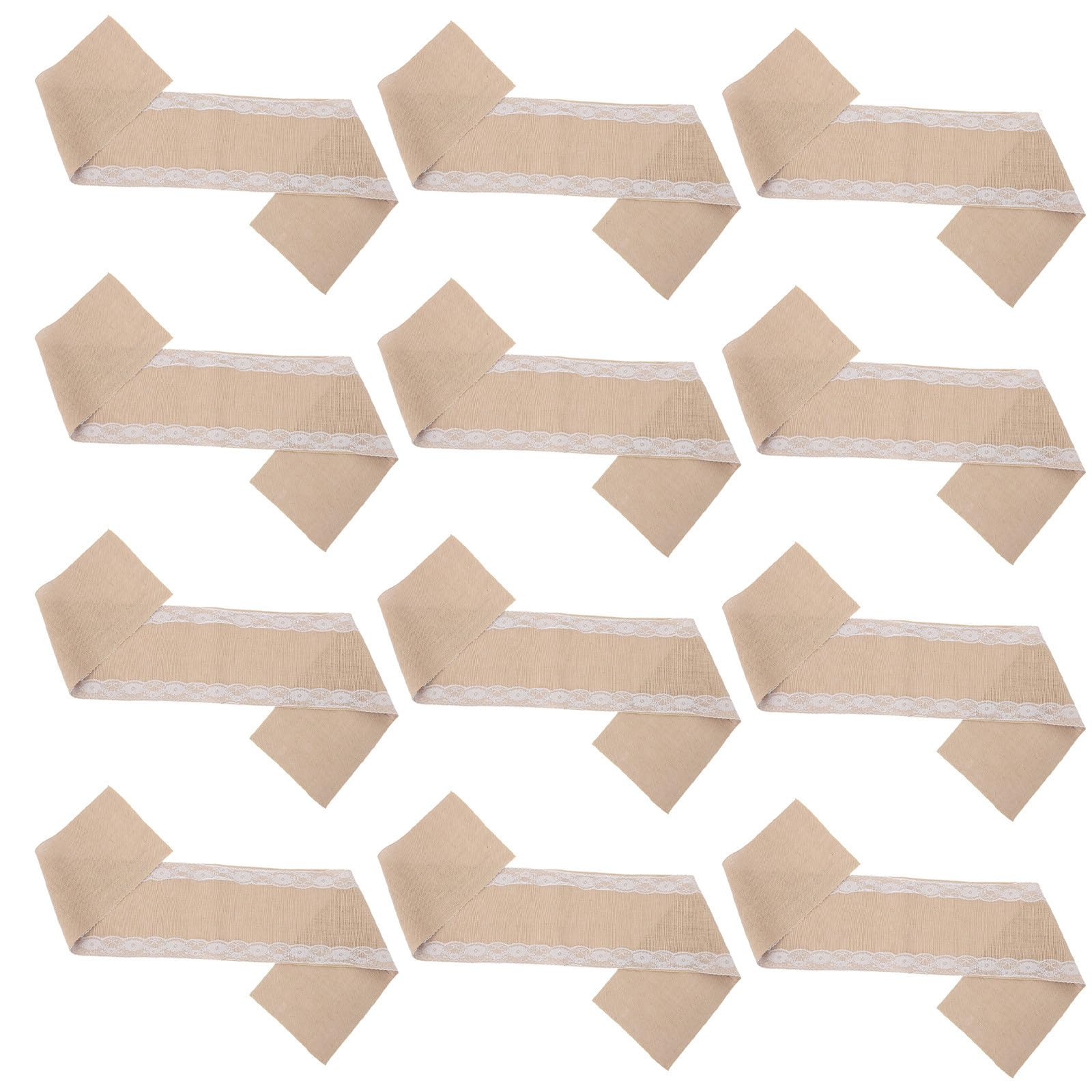 INOOMP 12 Pièces Chemin de Table en Toile de Jute Rustique 12x70 Pouces Bordure Blanche, Lavable en Machine et Résistant la Déformation, pour Décoration de Restaurant ou Réception