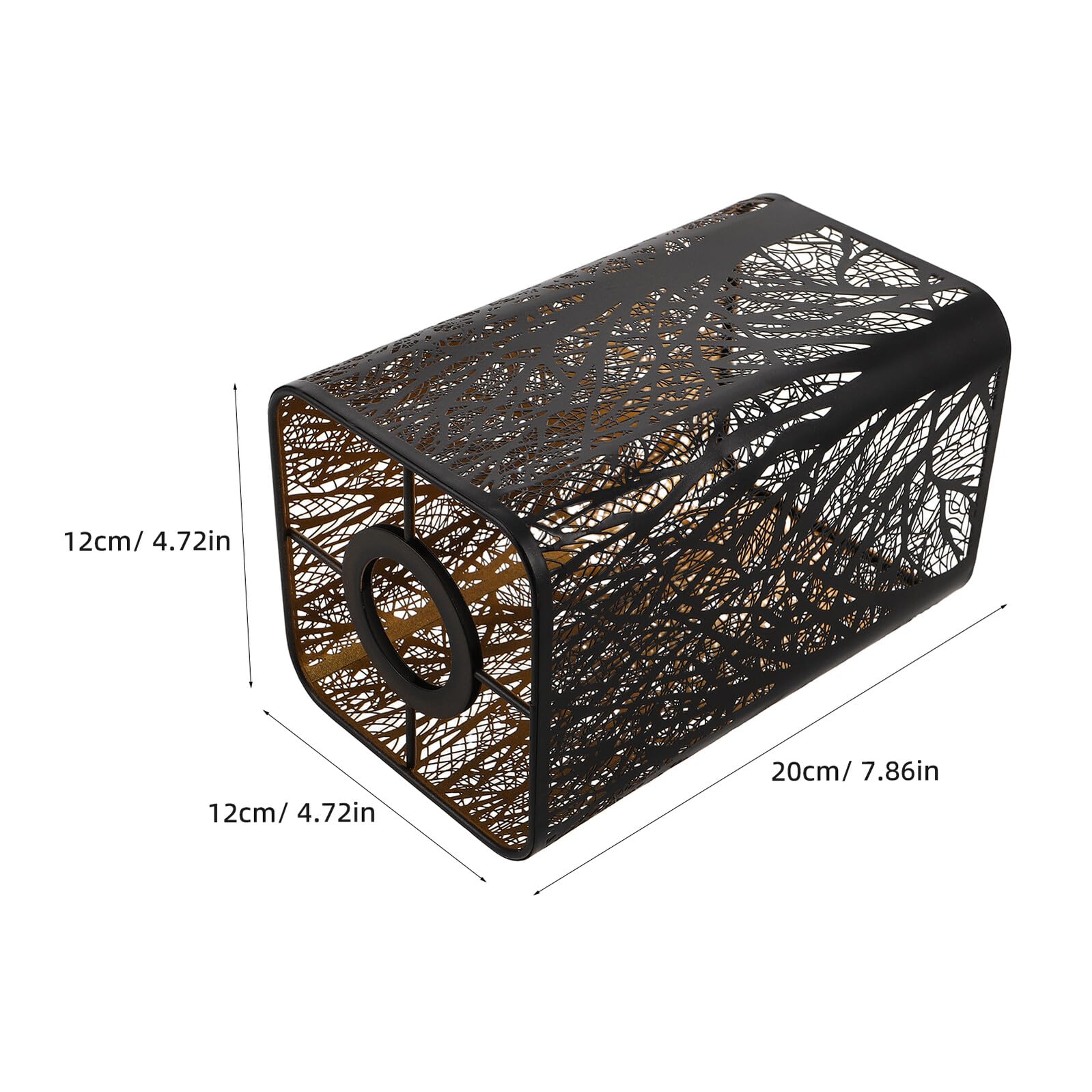 Paralume da Tavolo in Metallo Nero Rettangolare Design Artistico Natura, Resistente alla Deformazione, Versatile per Soggiorno e Camera