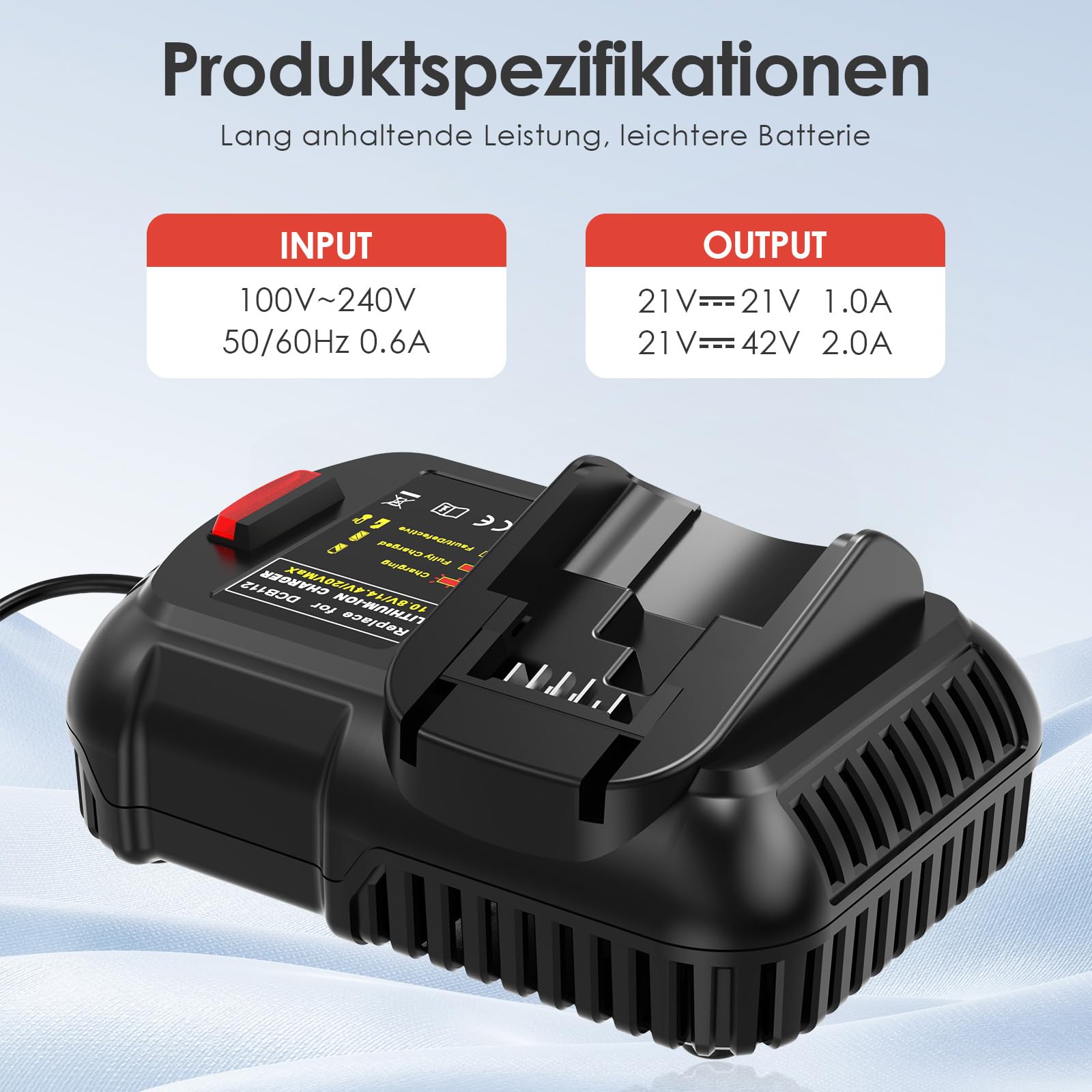ASUNCELL Cargador para DeWalt 12V - 18V batería, 2.0A Cargador de batería para DeWalt DCB115 DCB204 DCB205 DCB206 DCB201 DCB120 DCB127