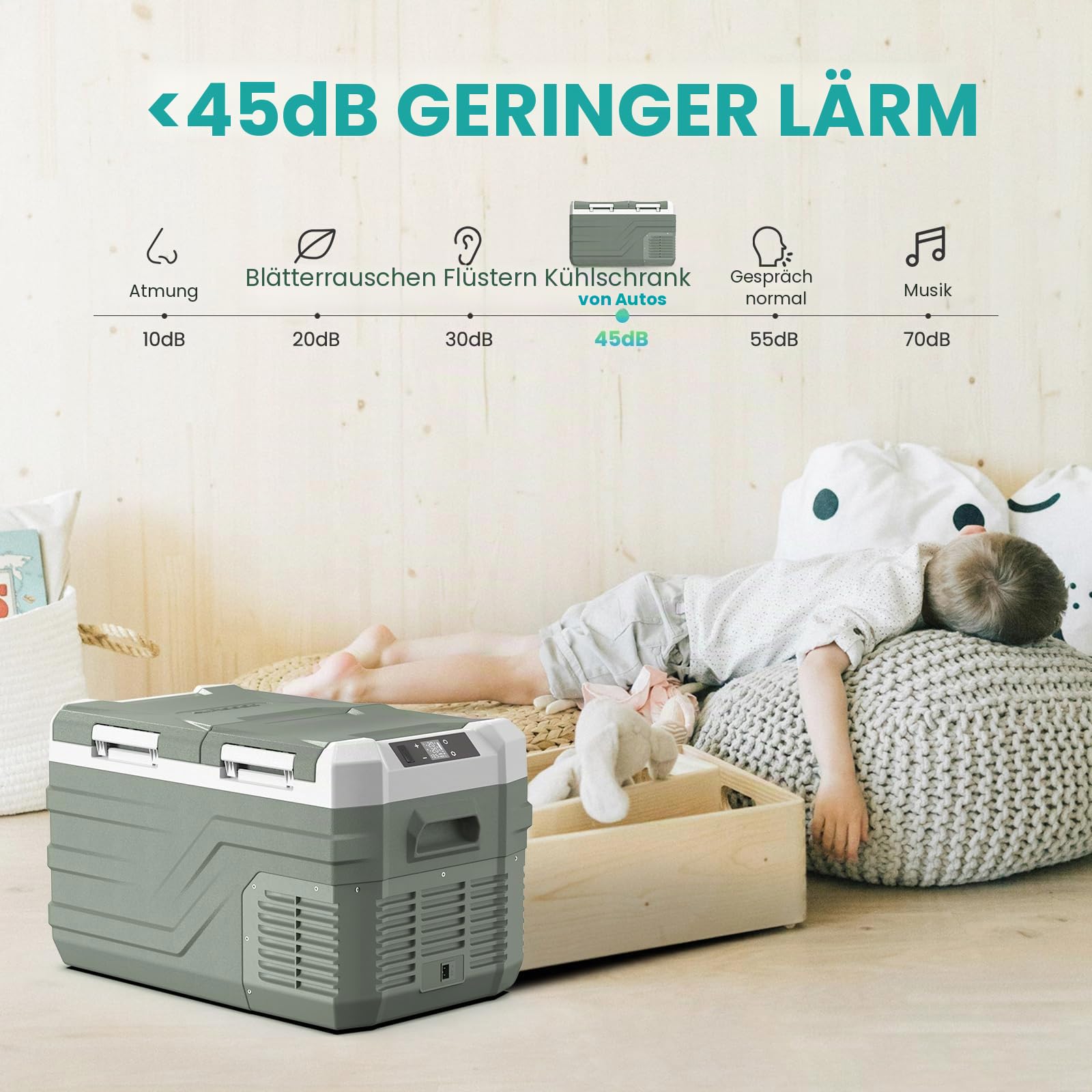 Alpicool 31L Kompressor Kühlbox Elektrisch, Zwei Zonen Kühlschrank Gefrierbox Tragbarer 12V 230V, Tragbarer Kühlbox für Auto, Camping, Angeln, Fahrten, Lkw, Boot, -20℃-20℃