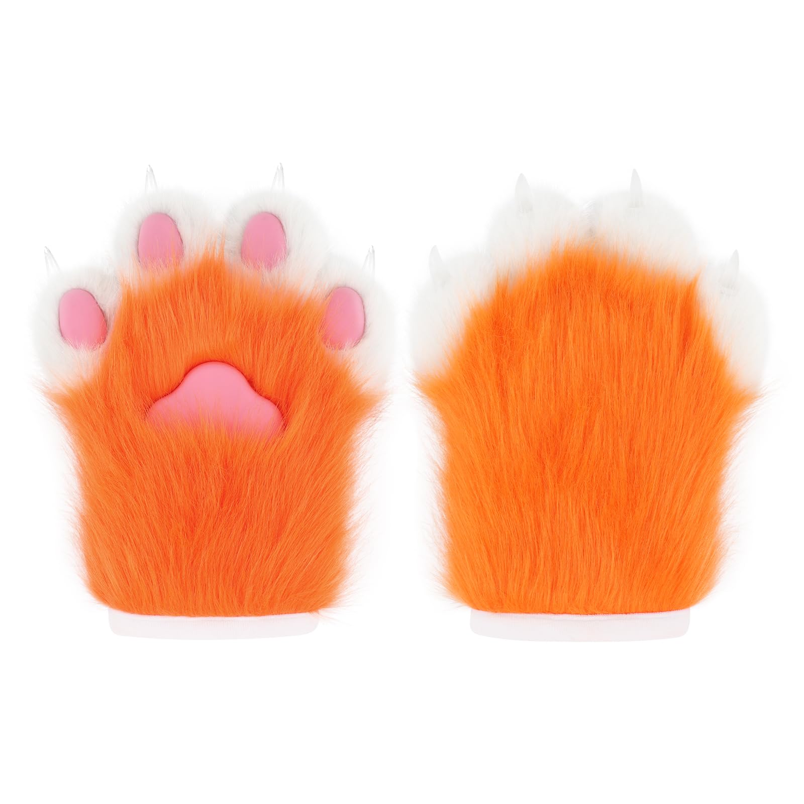 hbbhml Pluizige poothandschoenen, dier, kat, wolf, hond, vos, kostuum, cosplay, accessoires voor Halloween, kerstfeest, voor kinderen, volwassenen, blauw, eine Größe