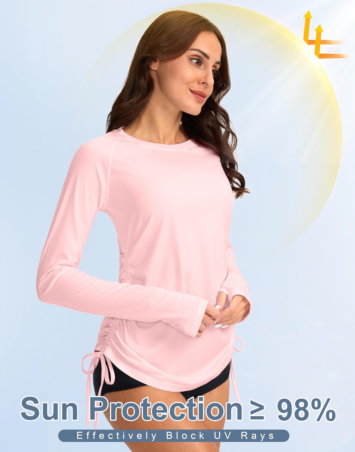 SANTINY Women's UPF50+ Rash Guard SPF Long Sleeve Swimsuits Top UV Sun Protection Swim Shirts for Woman