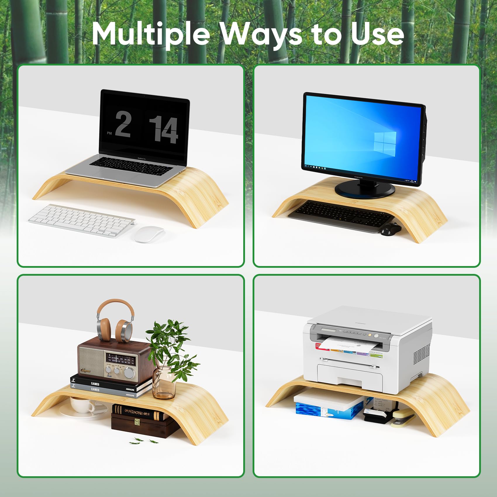 Semiocthome Wood Monitor Stand Riser, Computer Monitor Stands with Keyboard Organizer, Screen Monitor Stand Riser for PC, Printer, Laptop, iMac (Nature- 1pc