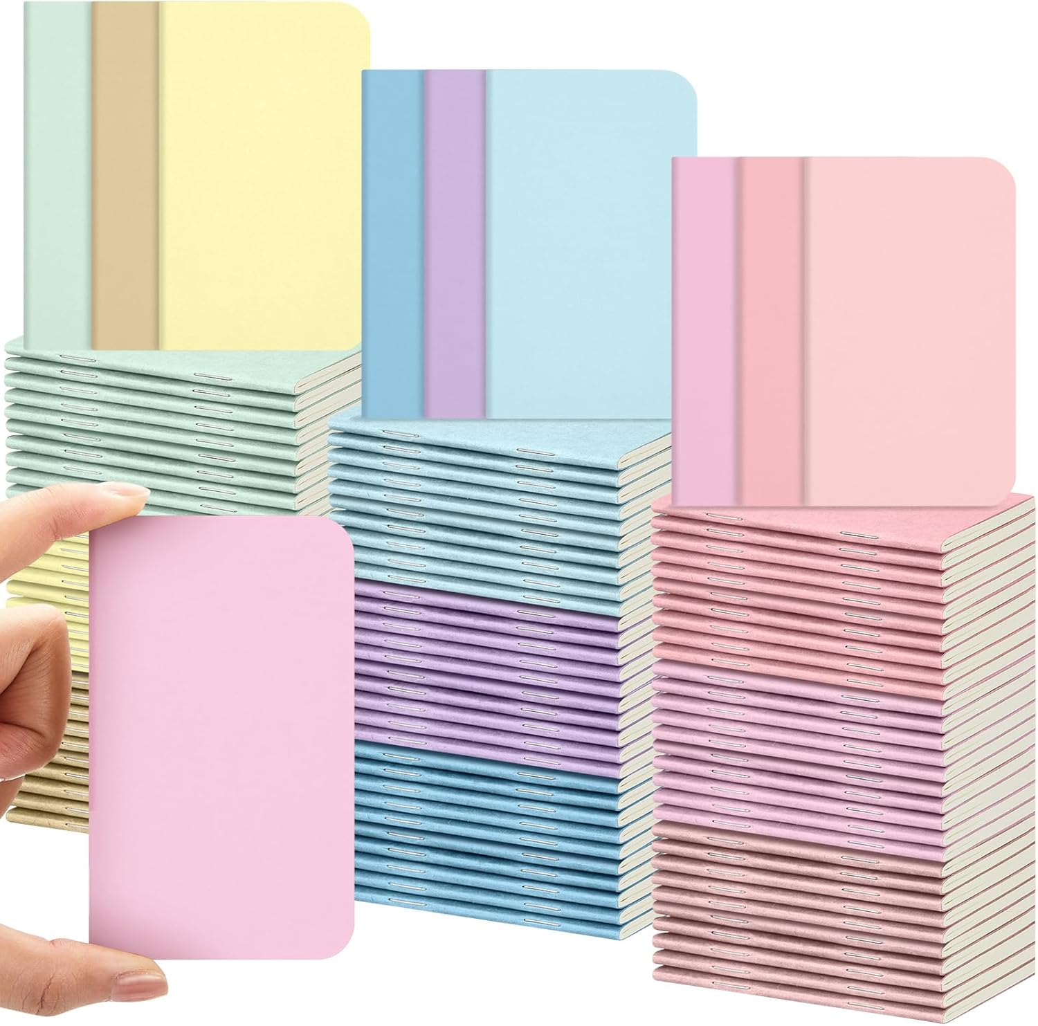 Outus 90 Pcs Mini Notebooks Bulk 4 x 2.5 Inch Small Lined Pocket Notepads Soft Cover Wallet Journal Notebooks Gifts for Students Teachers Classroom Party Prize School Supplies, 60 Pages(Brown)