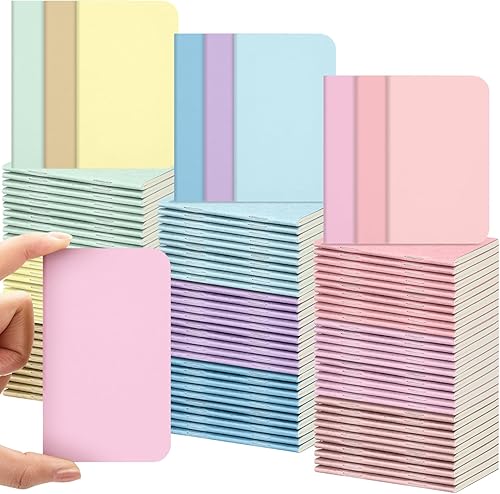 Miniatura 1 de Outus 90 cuadernos pequeños a granel, mini cuadernos de bolsillo forrados de 4 x 2.5 pulgadas, mini diario de papel kraft de tapa blanda, bloc de