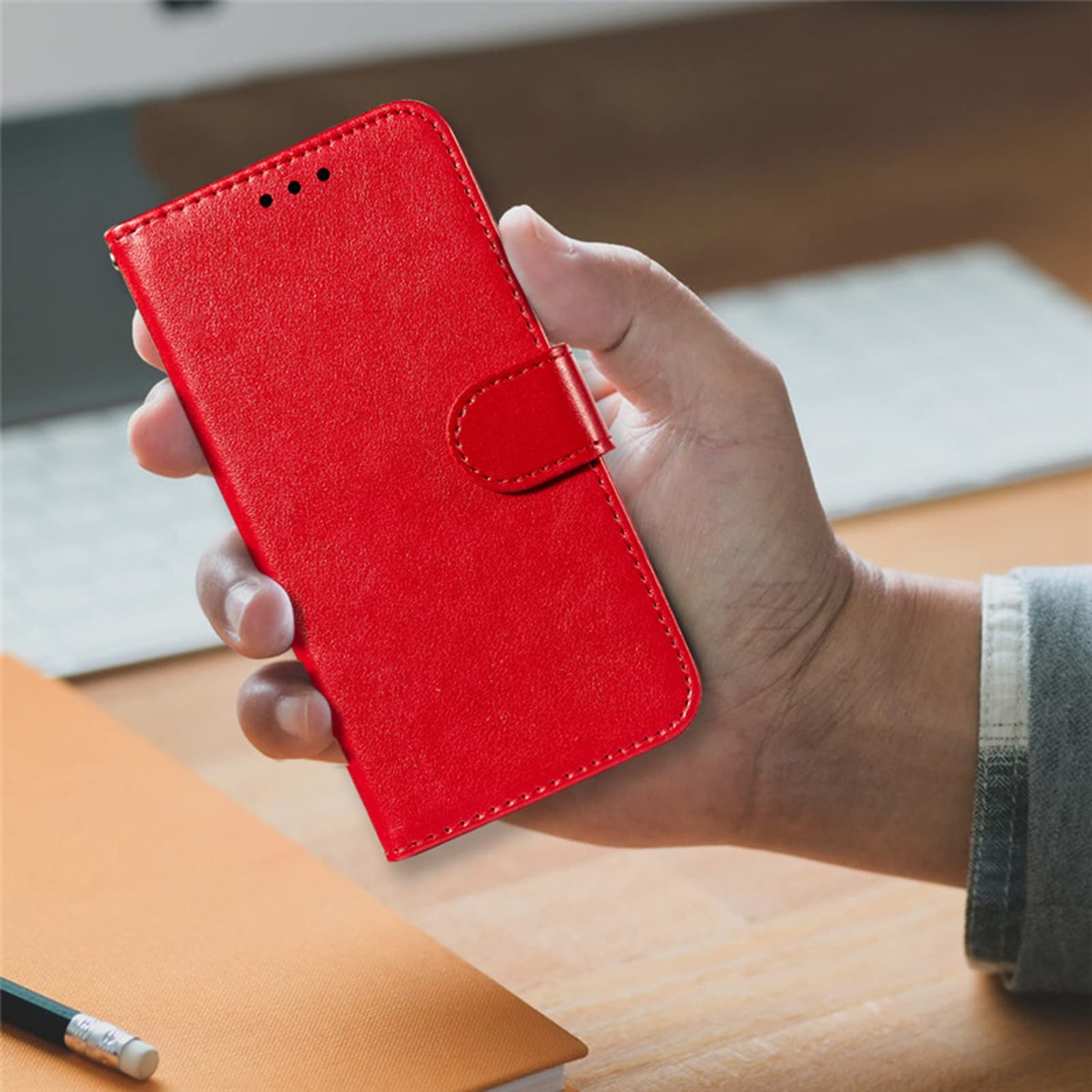 LTL Etui na telefon do iPhone 13 Mini/13/13 Pro/13 Pro Max, skórzane etui z klapką z przegródkami na karty, etui na telefon, magnetyczne zamknięcie, czerwone, 13pro max 6,7 cala
