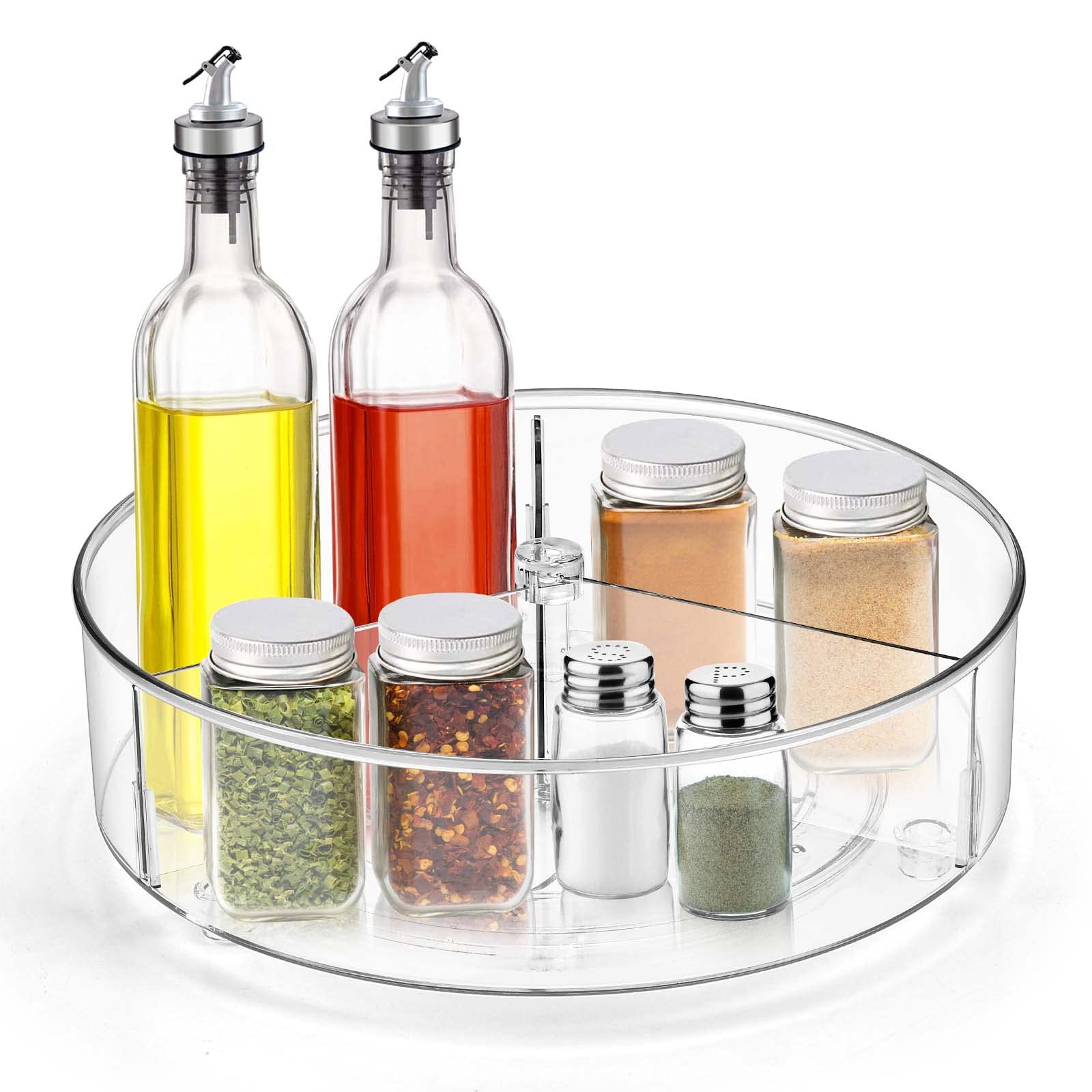 Photo 1 of 1PACK - 10.9" 3Section Clear Lazy Susan Organizer for Cabinet – Quality-Crafted, Durable Turntable Organizer, Bathroom & Cabinet Organizer for Pantry Organization – Kitchen Organization by TLC Depot