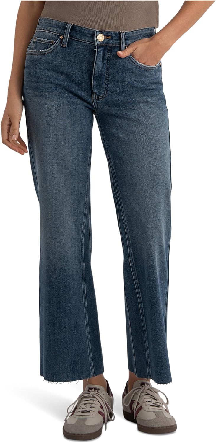 KUT from the Kloth Kelsey High-Rise Fab Ab Ankle Flare-nset Leg