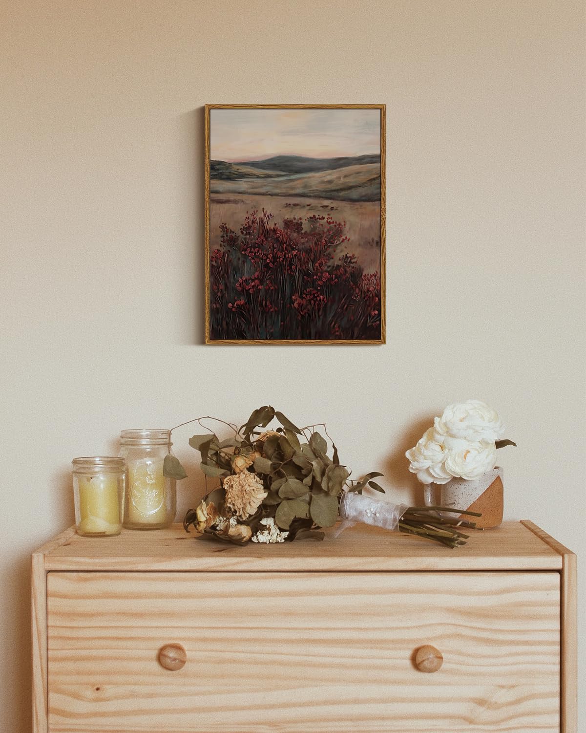 Tableau Toile Encadrée 40x30 Cm - Décoration Murale Vintage Paysage - Pour Salon, Chambre, Cuisine