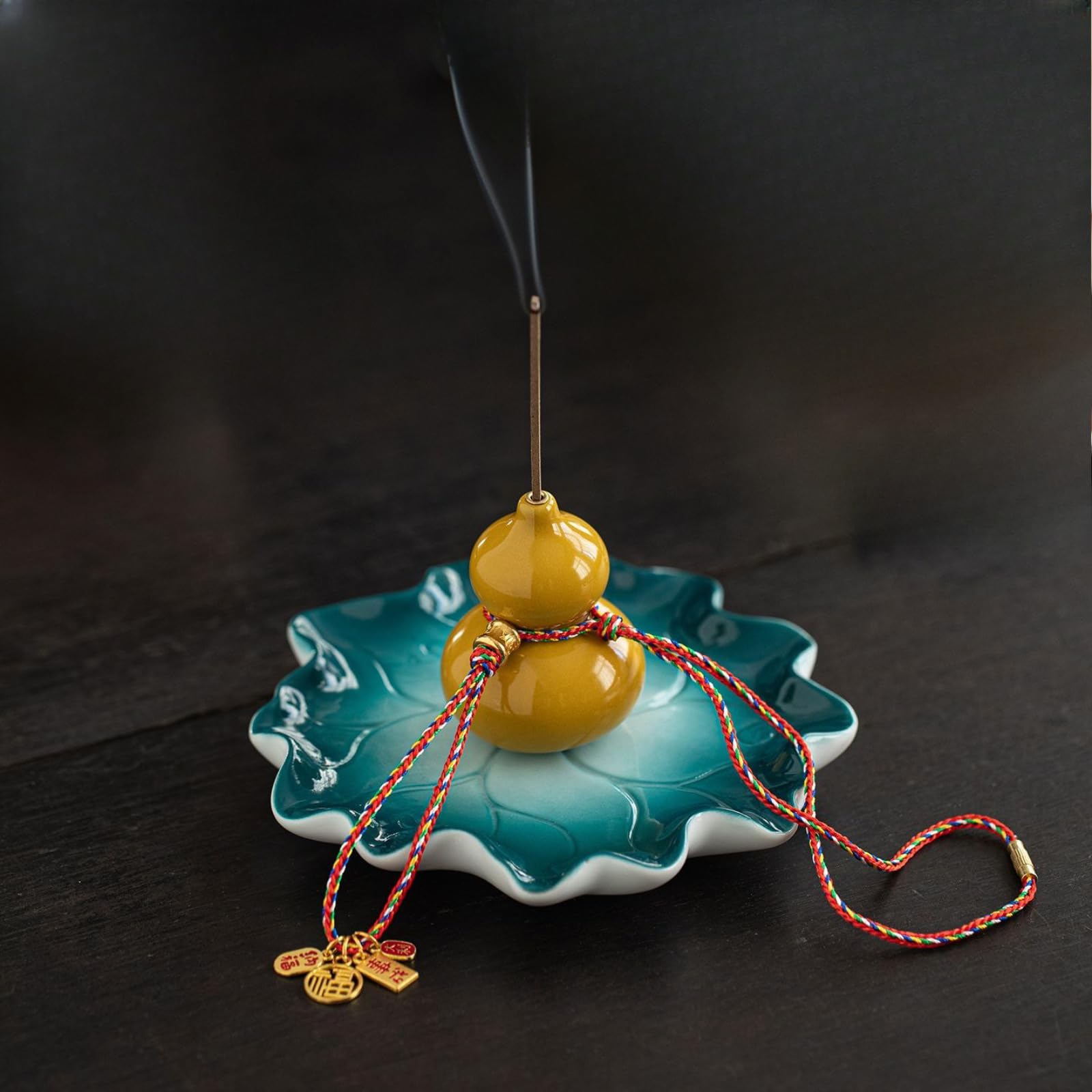 Quemador de incienso de cerámica, 13,8 cm / 5.2in, soporte de incienso Calabash