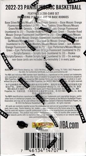 Miniatura 4 de 2022-23 Panini Mosaic NBA Basketball Factory Sealed Retail Blaster Box 6 Packs of 6 Cards. Find 4 Mosaic Prizms Per Box on average. Look for