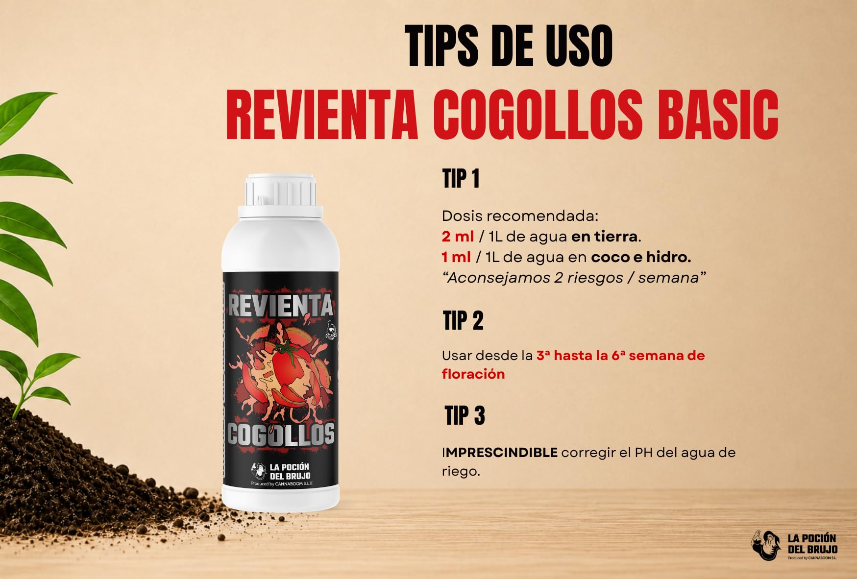 REVIENTA COGOLLOS BASIC – "Cannaboom" (600ml) | P₂O₅ 14% + K₂O 15% | Engordador de Cogollos | Máxima Densidad y Peso | Producción XL | El Único y Original