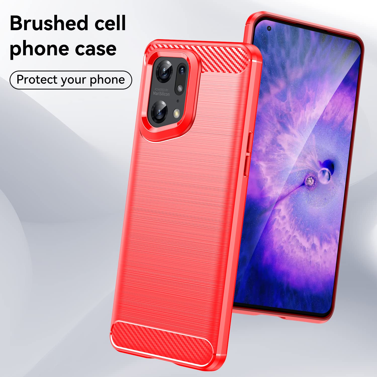 Cover Per Oppo Find X5 Pro Con Supporto Pieghevole – Antiurto TPU/PC, Rossa