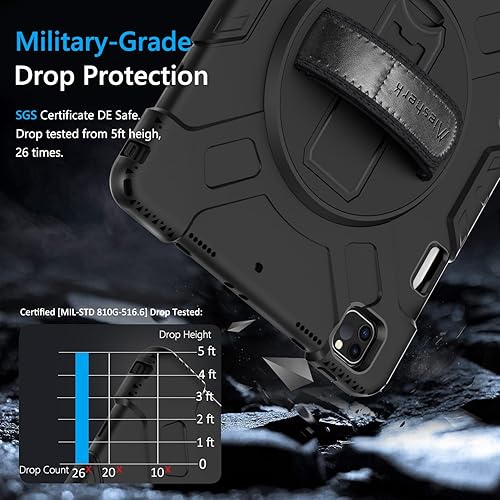 Miniatura 8 de Miesherk Funda para iPad Pro de 12.9 pulgadas 654 generación, grado militar, resistente, a prueba de golpes, iPad Pro 12.9, soporte giratorio,