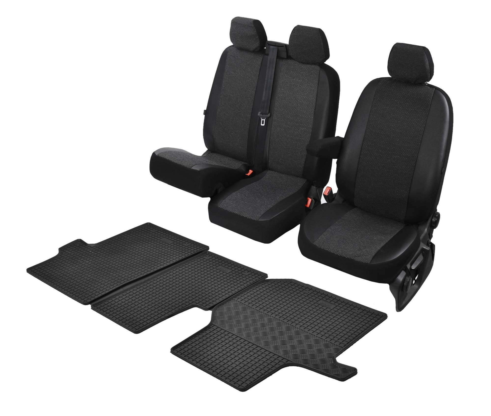 Passgenaue Sitzbezüge Viva und Gummifußmatten kompatibel mit VW Crafter ab 2017